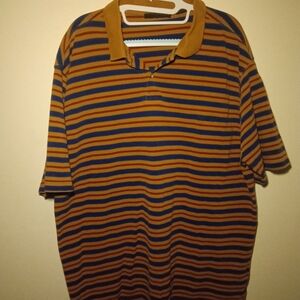 Timberland Men's Polo - Navy and Mustard Stripes